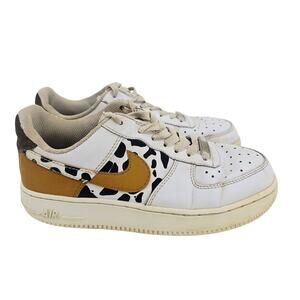 Nike Custom Cowprint White Tan Air Force 1 Sneaker Shoe women's 6.5